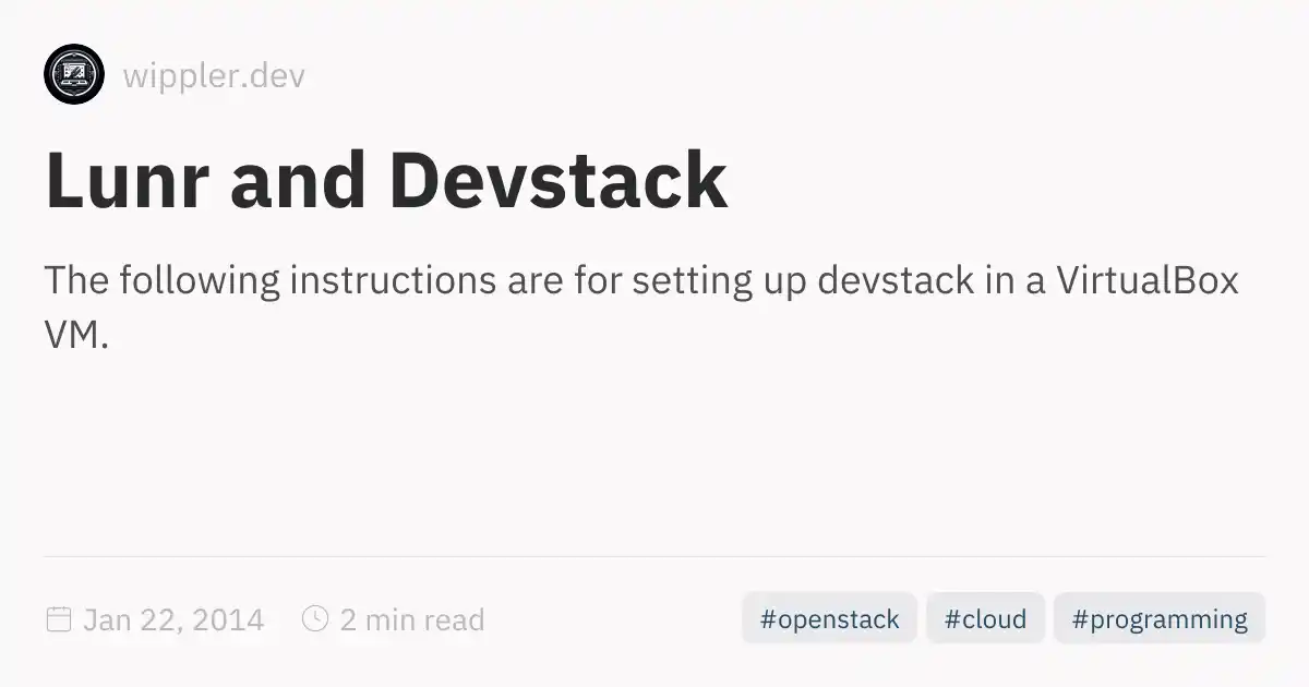 Lunr and Devstack